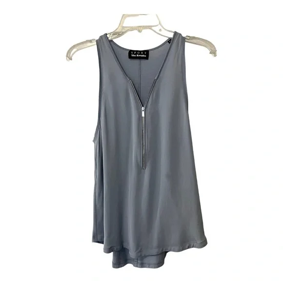 The Kooples Sport Silk Sleeveless Half Zip Front Women’s top Blue - Picture 2 of 15